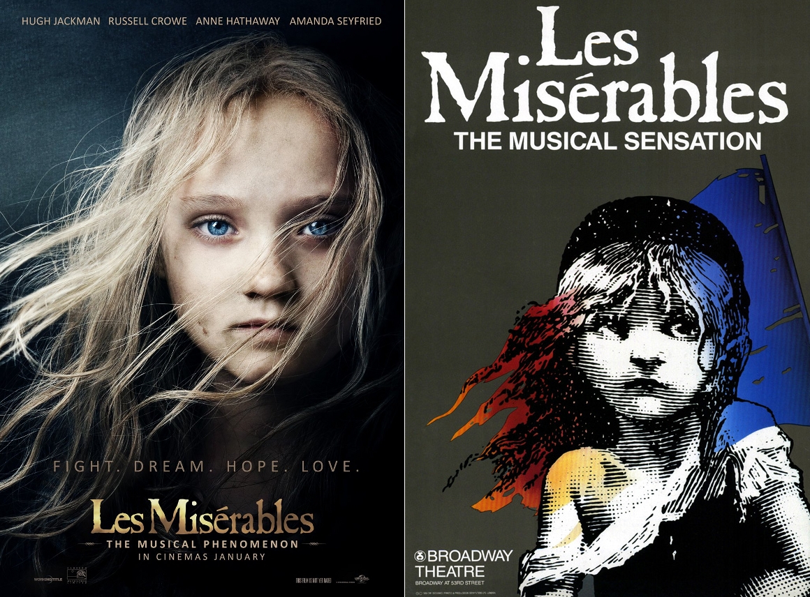Les Miserables poster, comparision to the Broadway poster